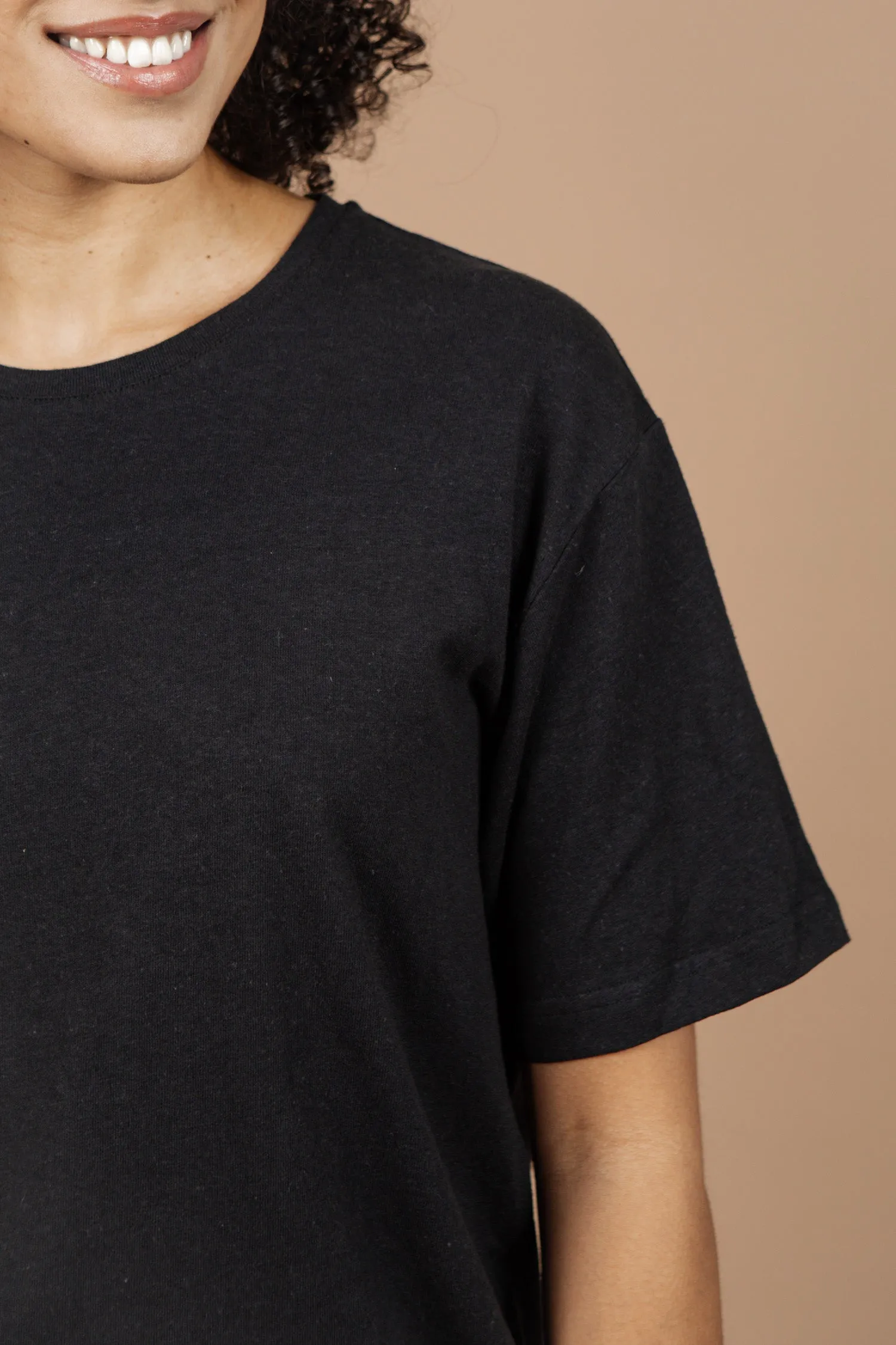 Organic Hemp Boxy Tee / Washed Black