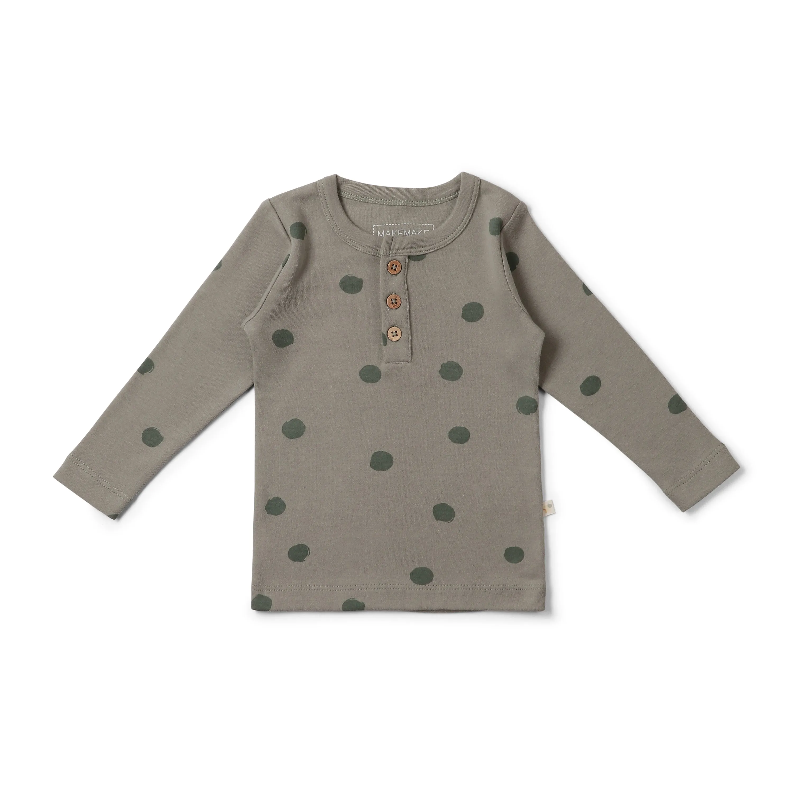 Organic Long Sleeve Tee - Olive Dots