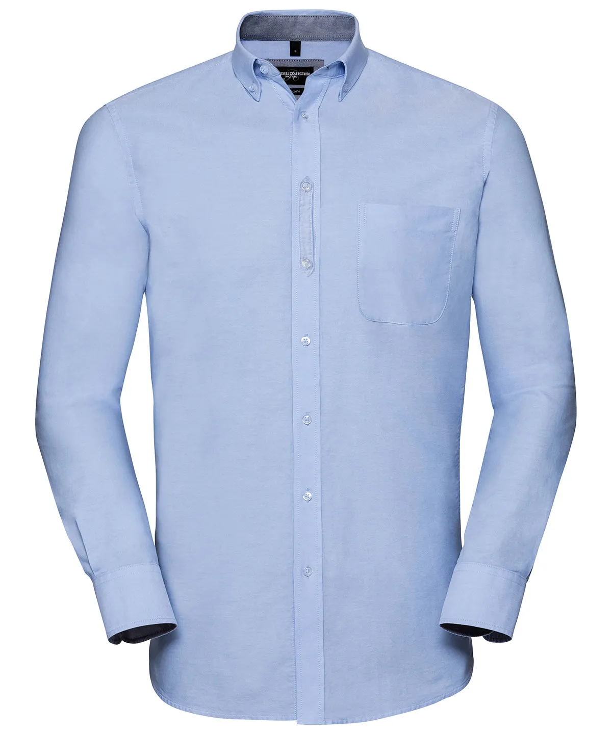 Oxford Blue/Oxford Navy - Long sleeve tailored washed Oxford shirt