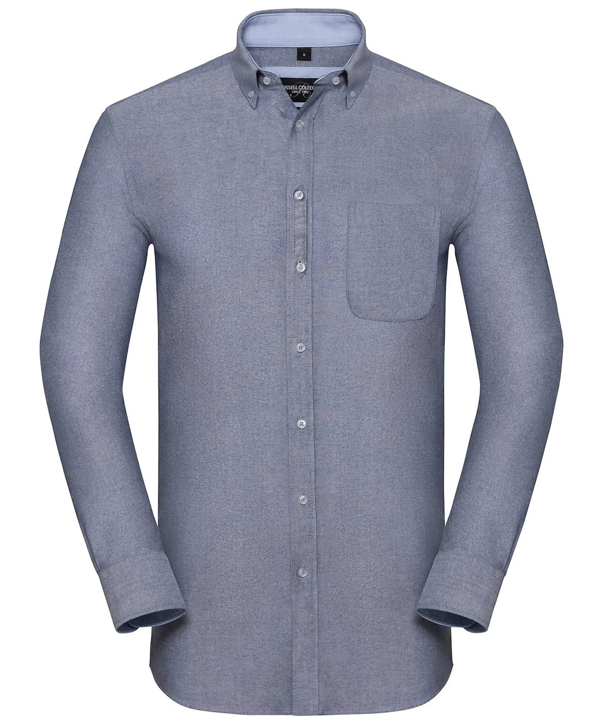 Oxford Navy/Oxford Blue - Long sleeve tailored washed Oxford shirt