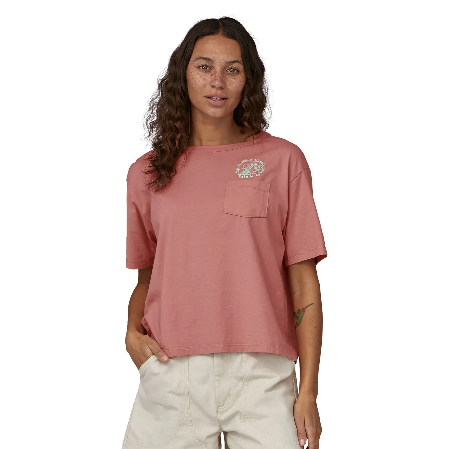 Patagonia Women's Lost and Found Organic Easy Cut Pocket Tee - Sunfade Pink