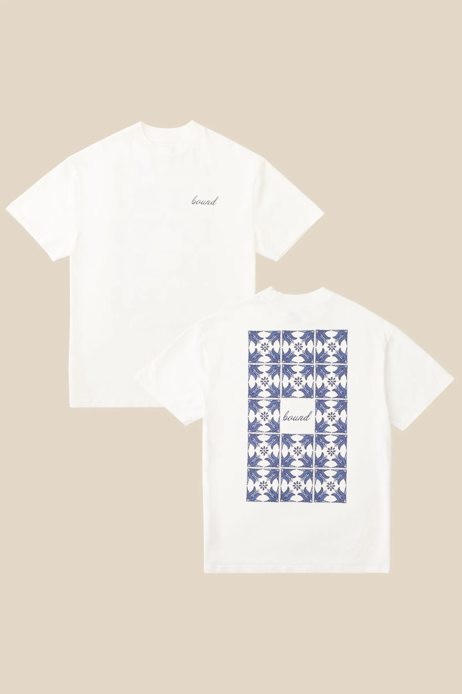 PORTO AZULEJOS TEE - ECRU