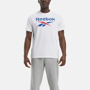 REEBOK MEN'S IDENTITY BIG STACKED LOGO WHITE TEE