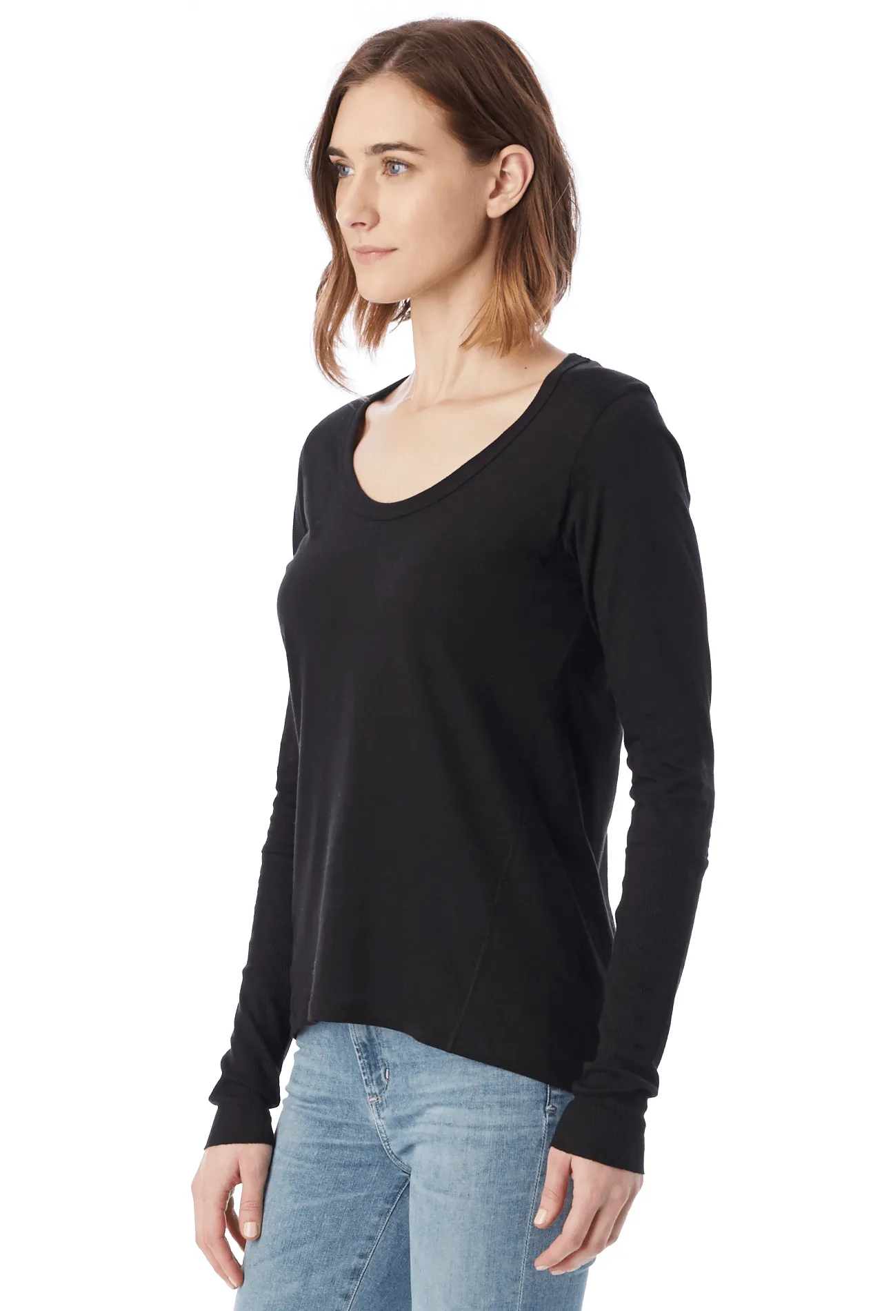 Rib Sleeve T-Shirt in Black