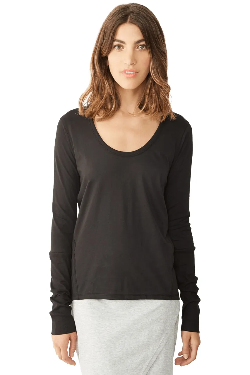 Rib Sleeve T-Shirt in Black