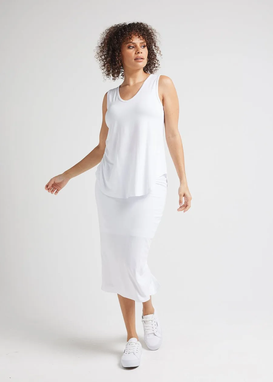 Rihanna V-Neck Bamboo Tank Top - White