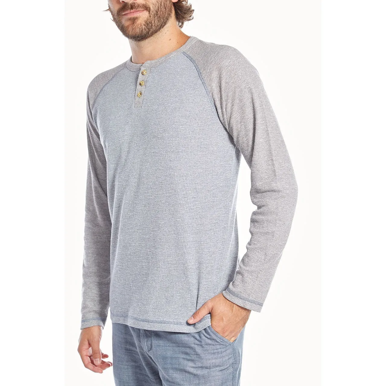 True Navy Thermal Raglan Henley Tee