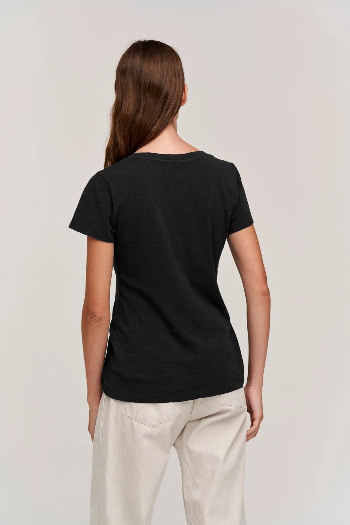 Velvet by Graham & Spencer Lilith Cotton Slub V-Neck Tee | Black