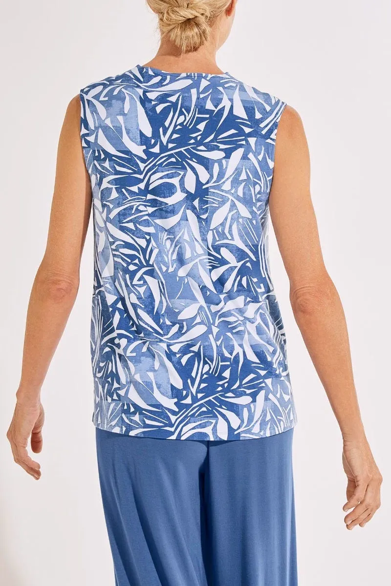 Women's Vedra V-Neck Tunic Top  |  Warm Angelica Abstract Leaves