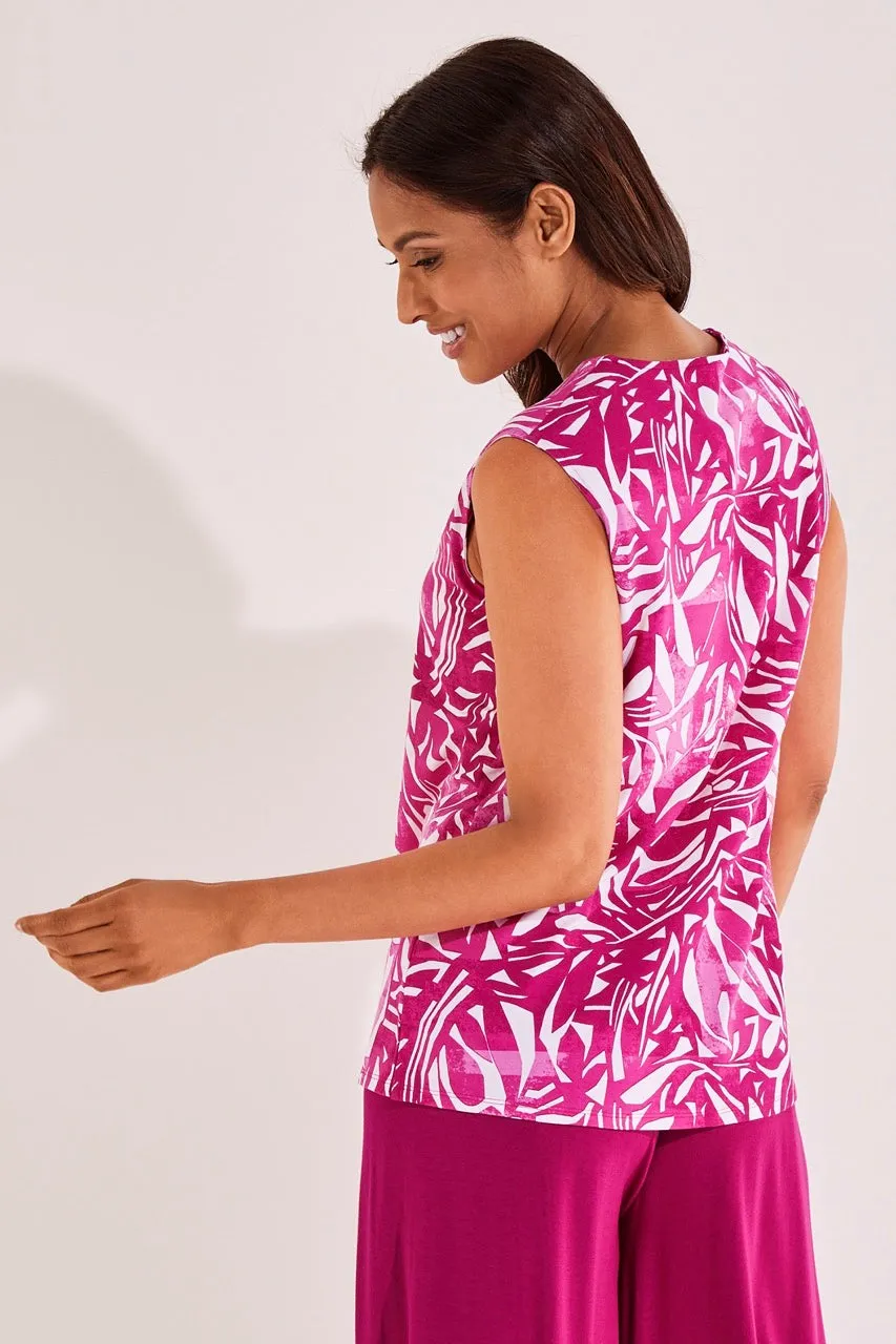 Women's Vedra V-Neck Tunic Top  |  Warm Angelica Abstract Leaves